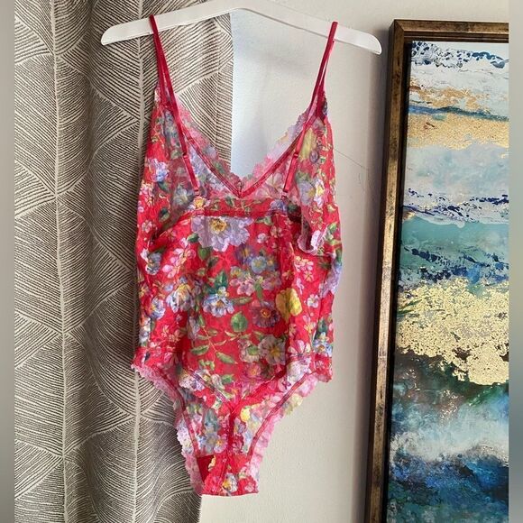 Hanky Panky  one piece body suit womens size L Multicolored Floral Print NWT - Picture 2 of 12